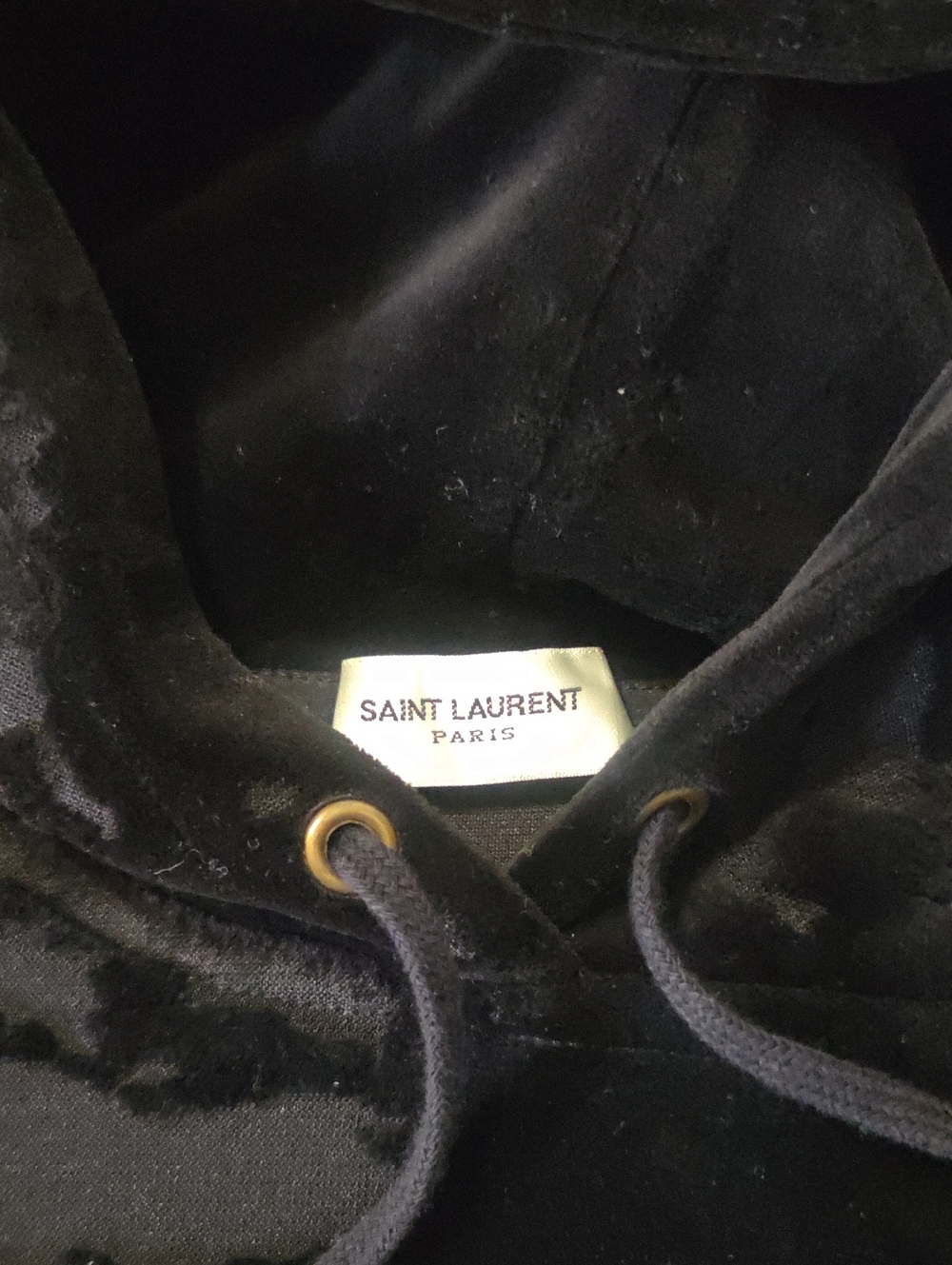 Saint Laurent Black Velvet Distressed Hoddie Vintage 2018 Great Condition Size M